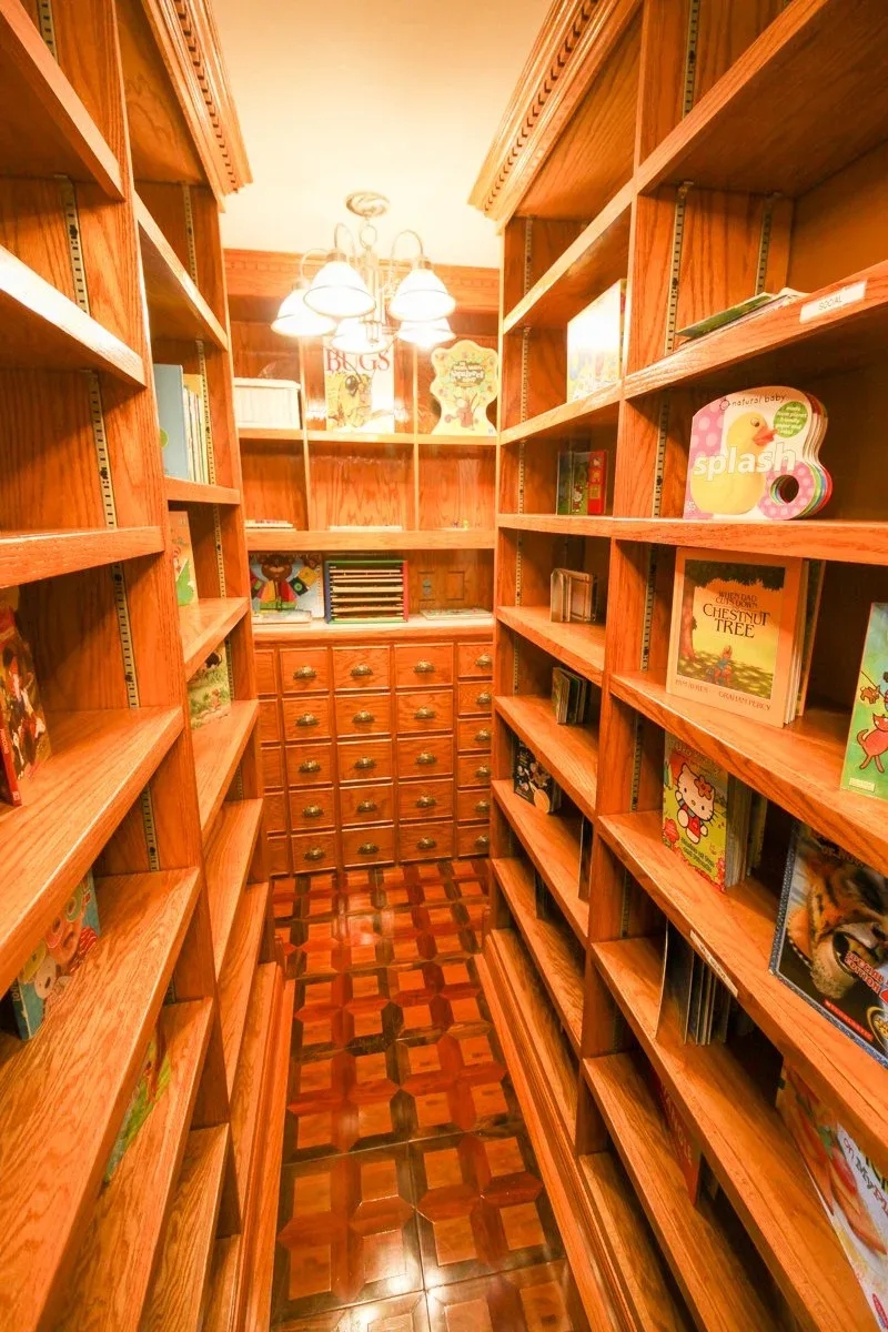 Kempfer Lane storage shelves with baskets of classroom materials at BBDS Kempfer Lane, Verona, WI