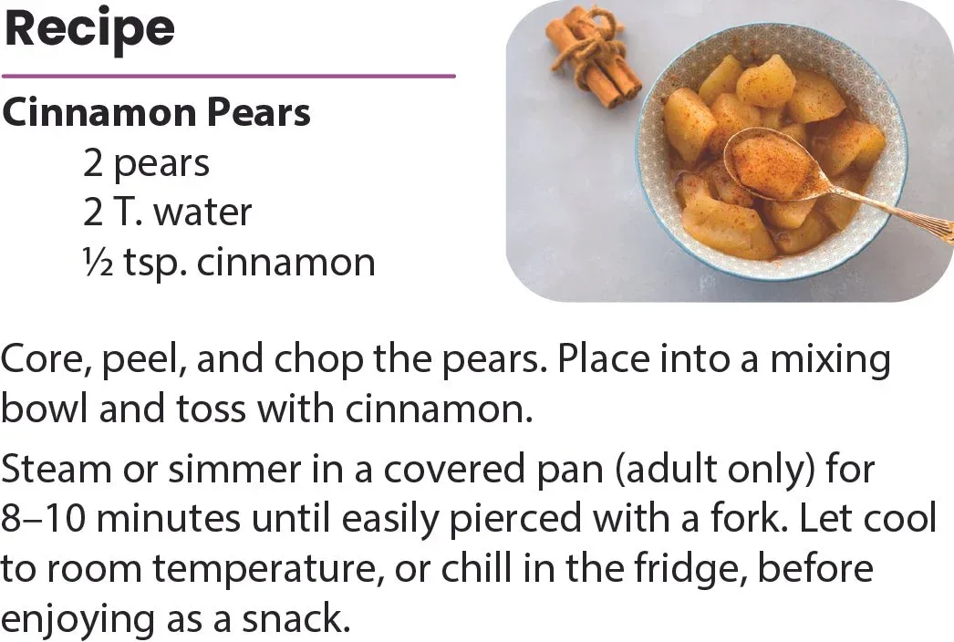 Cinnamon pears recipe with ingredients and preparation instructions