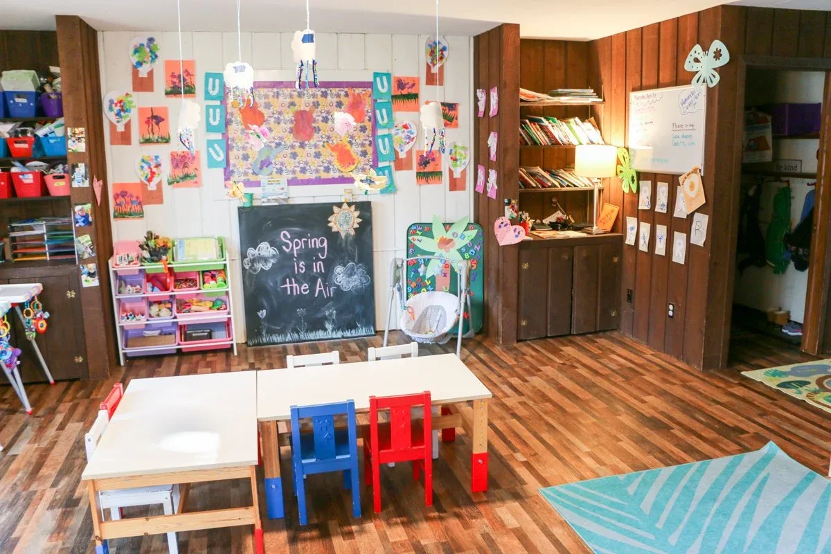 Applewood classroom with a child-sized table and colorful chairs at BBDS Applewood Drive, Madison, WI